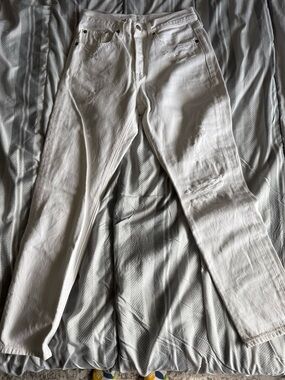 White 501 Original Distressed High Rise Levis Jeans